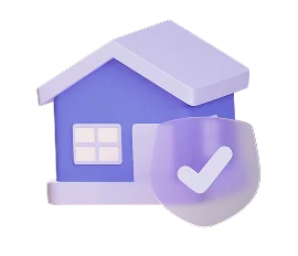 Ícone de casa com escudo de verificação, simbolizando proteção do crédito habitação com garantia segura